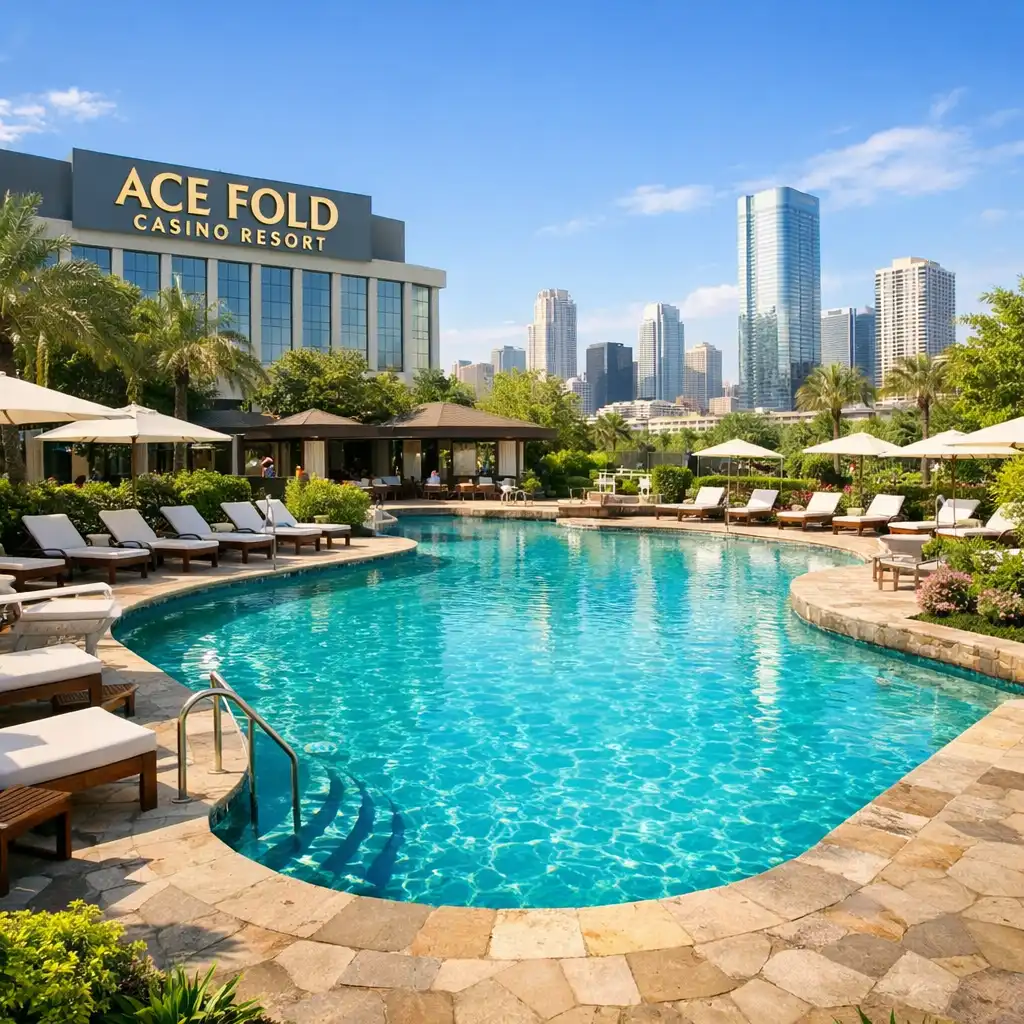 Outdoor pool with turquoise water, stone decking, and lounge chairs